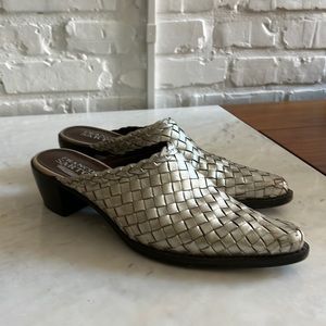 Sz 6.5 Silver Franco Sarto Leather Mules